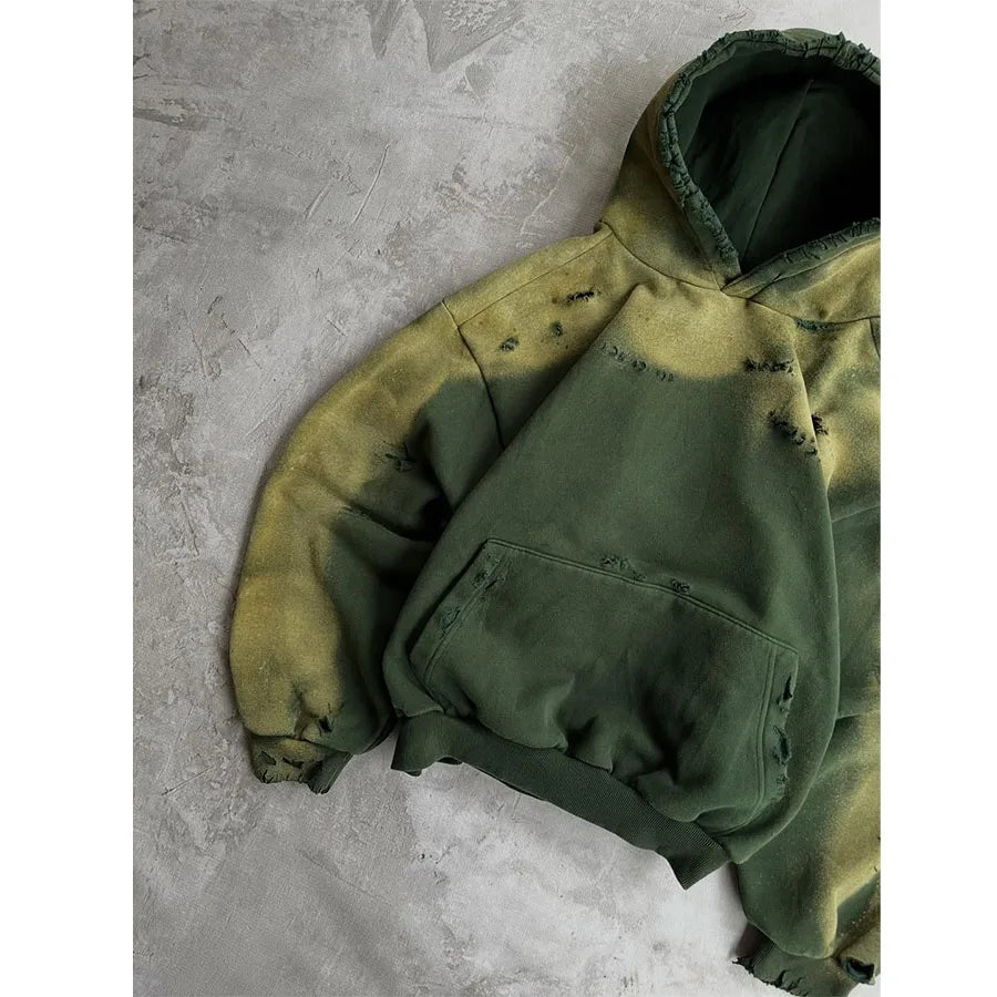 Custom Heavyweight Hoodie 650gsm Wash Heavy Weight Distressed Hoodie for Men