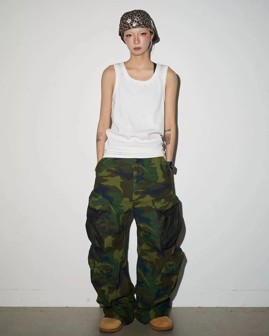 Custom Baggy Layered Double Pockets Cargo Pants Camouflage Trouser for Men Camo Pants
