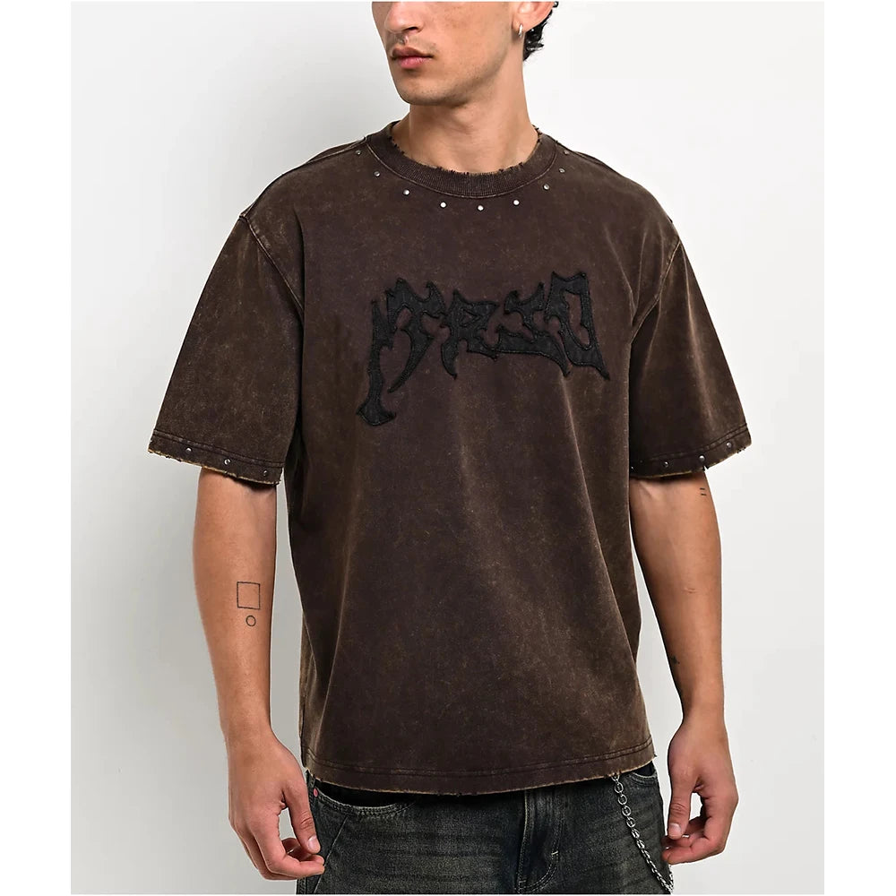 Custom Men's Casual Summer Embroidered T-shirt Embroidery Patch Premium Cotton t Shirt