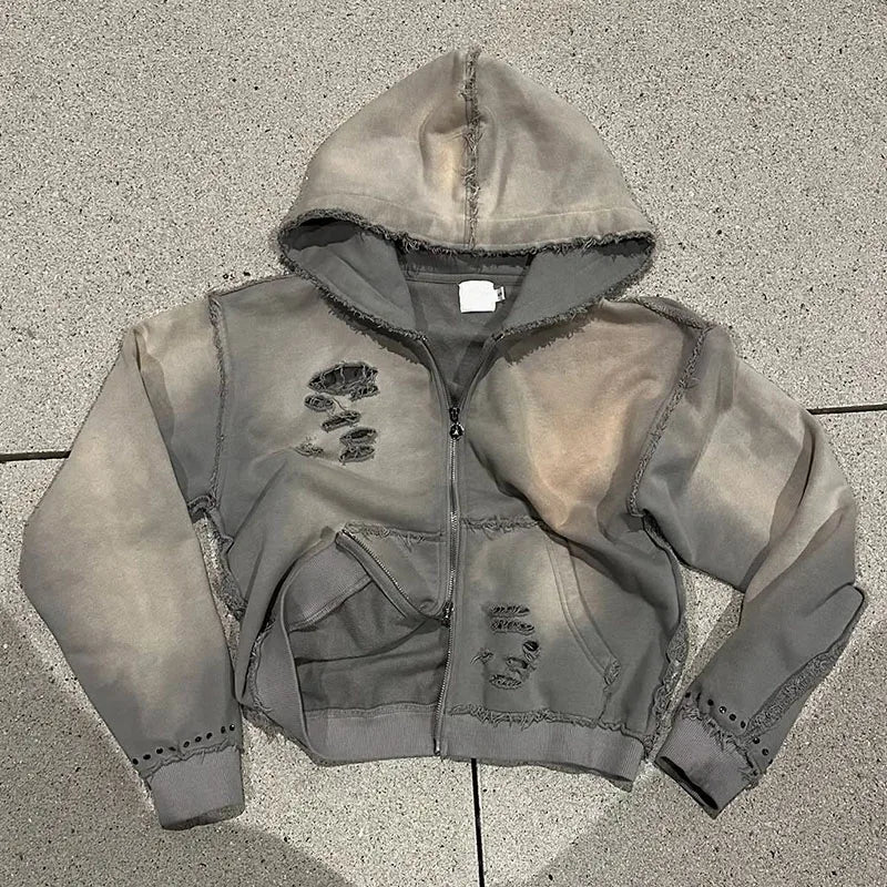 Custom 450 Gsm Hoodie 100% Cotton French Terry Zip up Hoodie Vintage 500 Gsm French Terry Hoodie