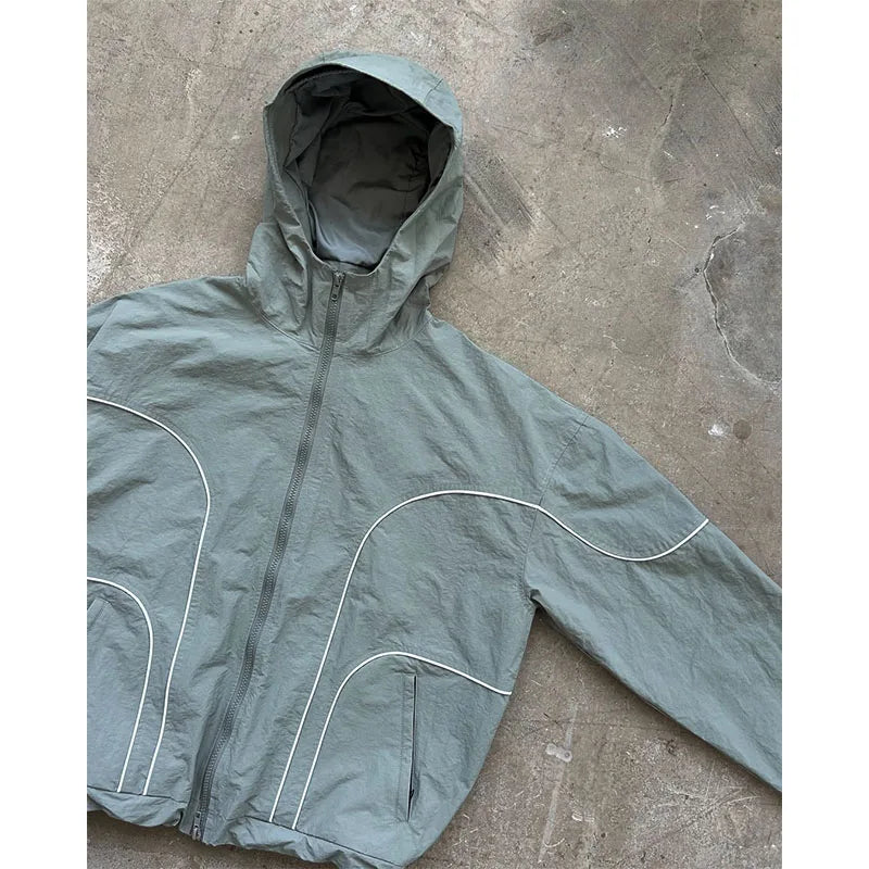 Custom Men's Windbreaker Jacket Zip up Nylon Wind Breakers Men Jacket Lightweight Boxy Jacket