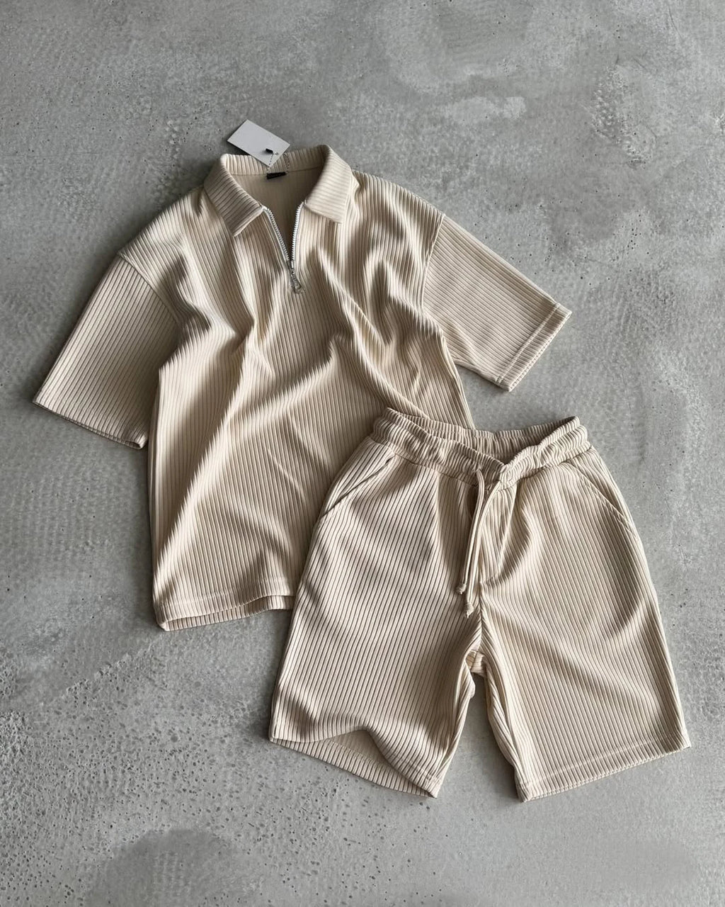 Custom Men Summer Clothes Sets Tshirt and Shorts Co Ord Set Men Casual Waffle Polo Shirt and Shorts 2 Piece Set Man