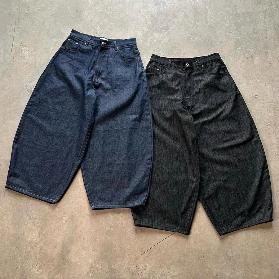 Custom Low Rise Raw Selvedge Denim Baggy Jeans for Men Black Plus Size Cropped Baggy Jeans Pants Manufacturer