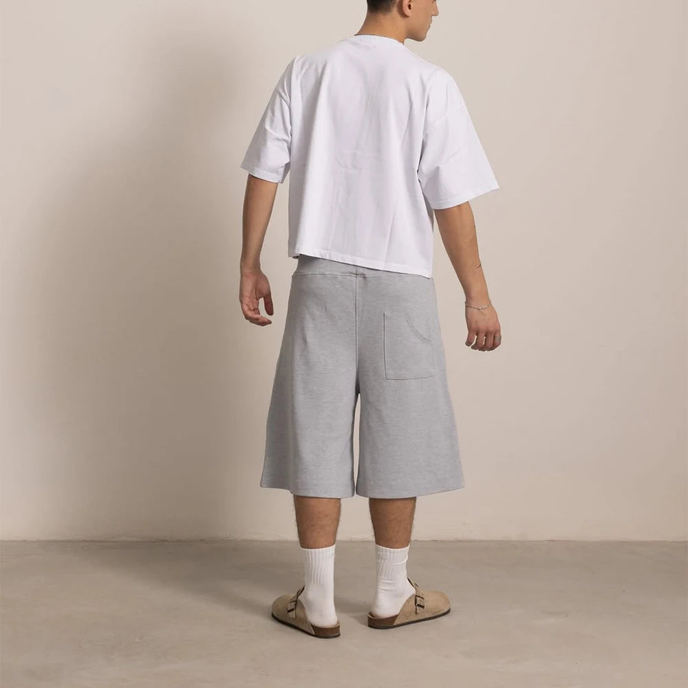 Custom Women Cotton 3/4 Sweatpants Shorts for Men 3/4 Baggy Long Length Sweat Shorts Unisex