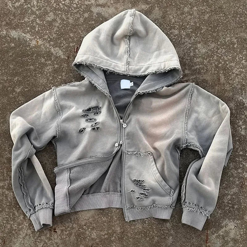 Custom 450 Gsm Hoodie 100% Cotton French Terry Zip up Hoodie Vintage 500 Gsm French Terry Hoodie