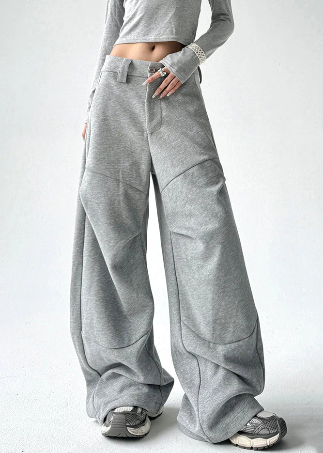 Custom Women's Casual Wide Leg Trousers for Woman Female Trousers Wrinkled Patchwork Cotton Pants