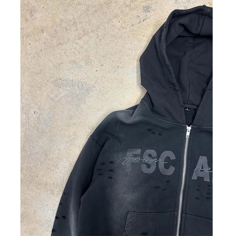 Custom Premium 400gsm 100% Cotton Solid Zipper-Up Hoodie Unisex Autumn Eco-Friendly Oversized