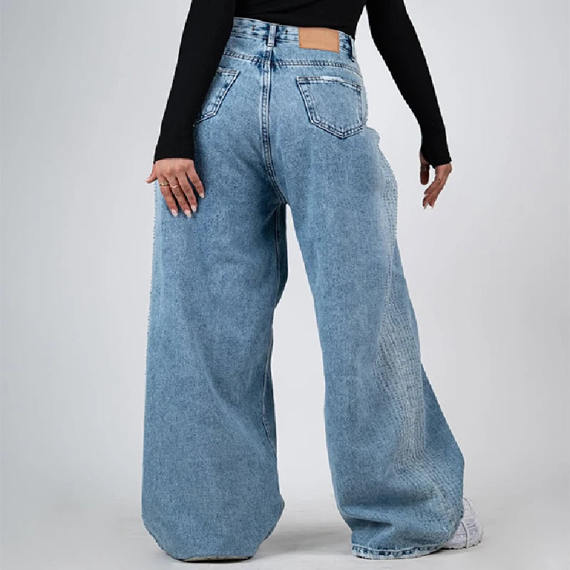 Custom Women's Eco-Friendly Mid Waist Light Wash Casual Loose Fit Denim Boyfriend Jeans