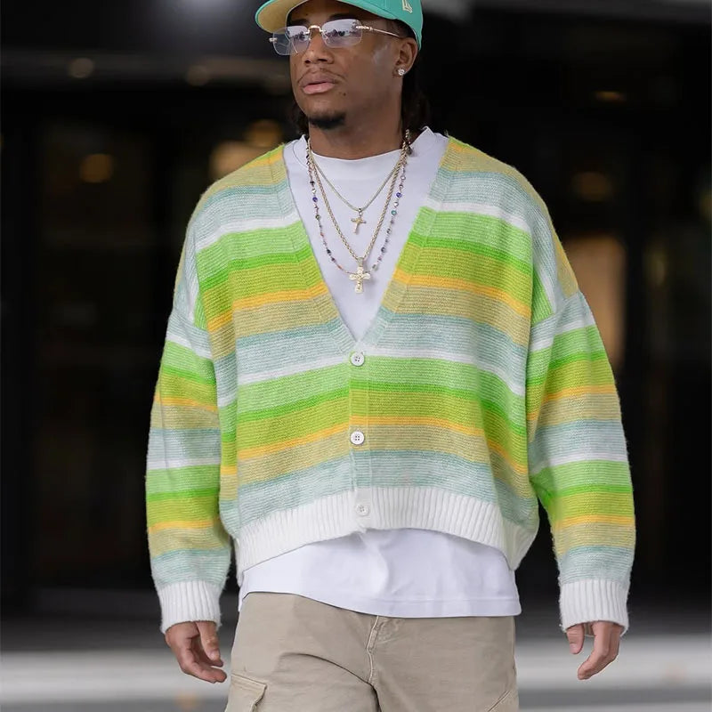 Custom Men's Cardigan Men Chunky Knit Cardigan Oversized Cropped Cardigans