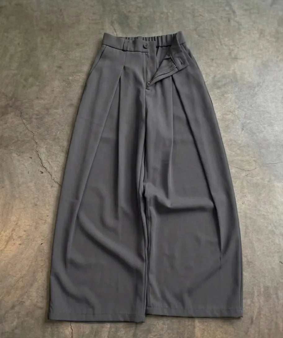 Custom Baggy Black Pleated Dress Pant Men Casual Wide Leg Pleat Pants Trouser