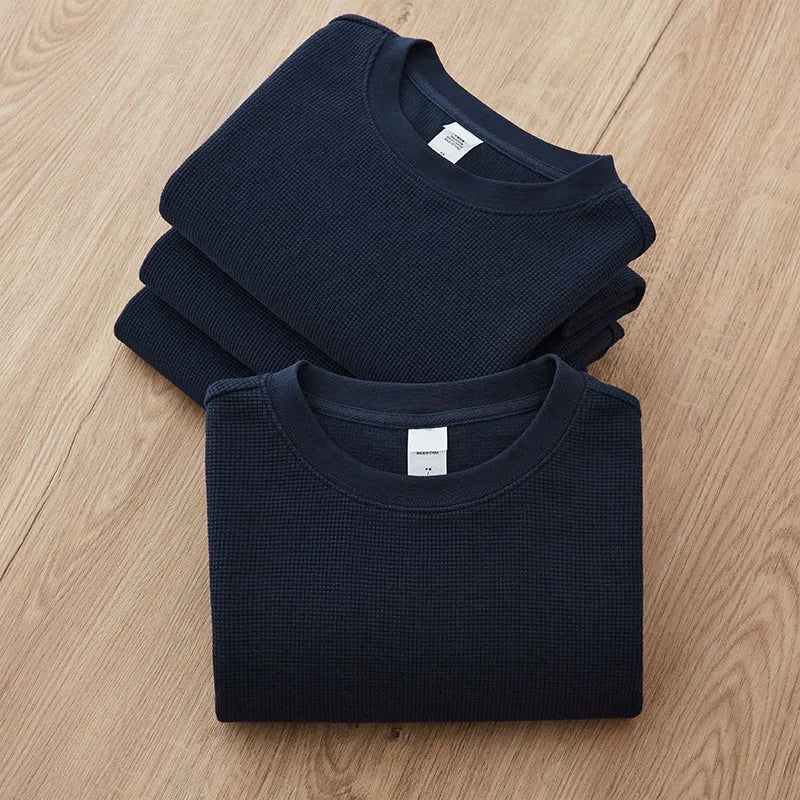 Wholesale 280 Gsm Oversized Tshirt Waffle Cotton Polyester t Shirt for Men Casual Summer Short Sleeve Blank Waffle Tee Shirt
