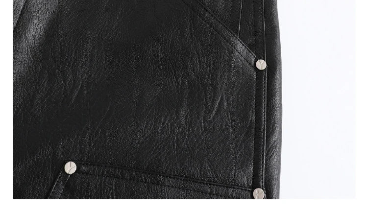 Custom Men's PU Leather Shorts for Men Carpenter Bermuda Leather Shorts 3/4 Quarter Shorts Manufacturer