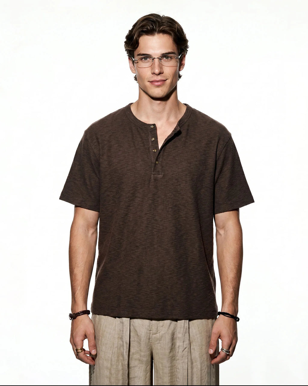 Custom Half Buttoned Down Henley Shirts for Men Summer Casual Cotton Henley t Shirt Unisex