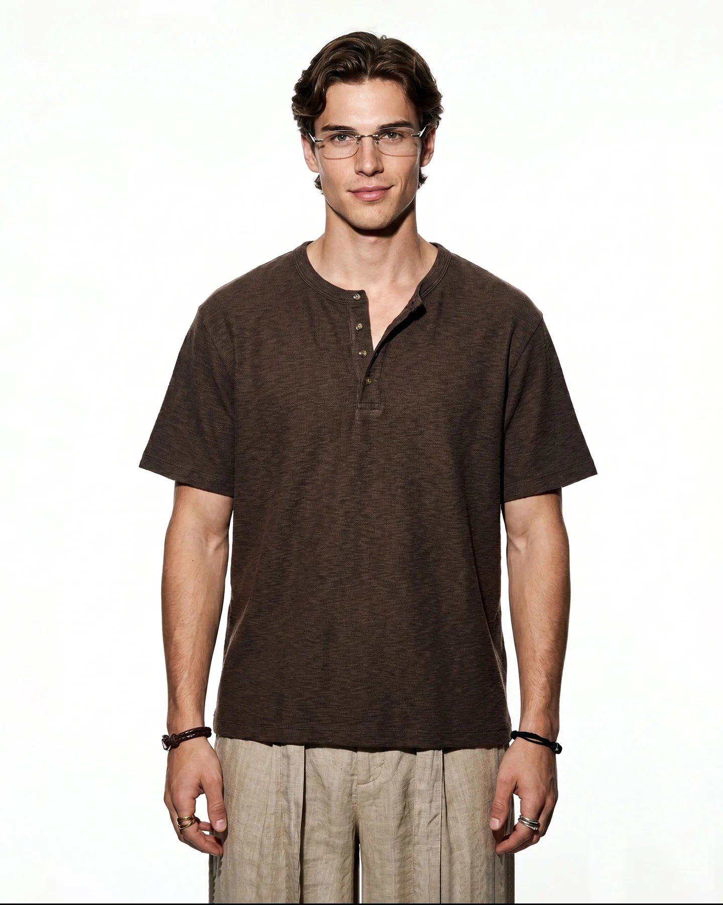 Custom Half Buttoned Down Henley Shirts for Men Summer Casual Cotton Henley t Shirt Unisex