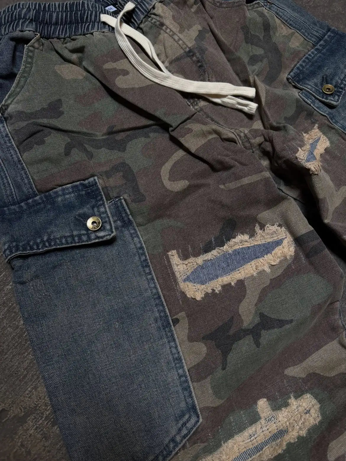 Custom Men's Jogger Jeans Distressed Camo Denim Pants for Men Cargo Denim Jeans