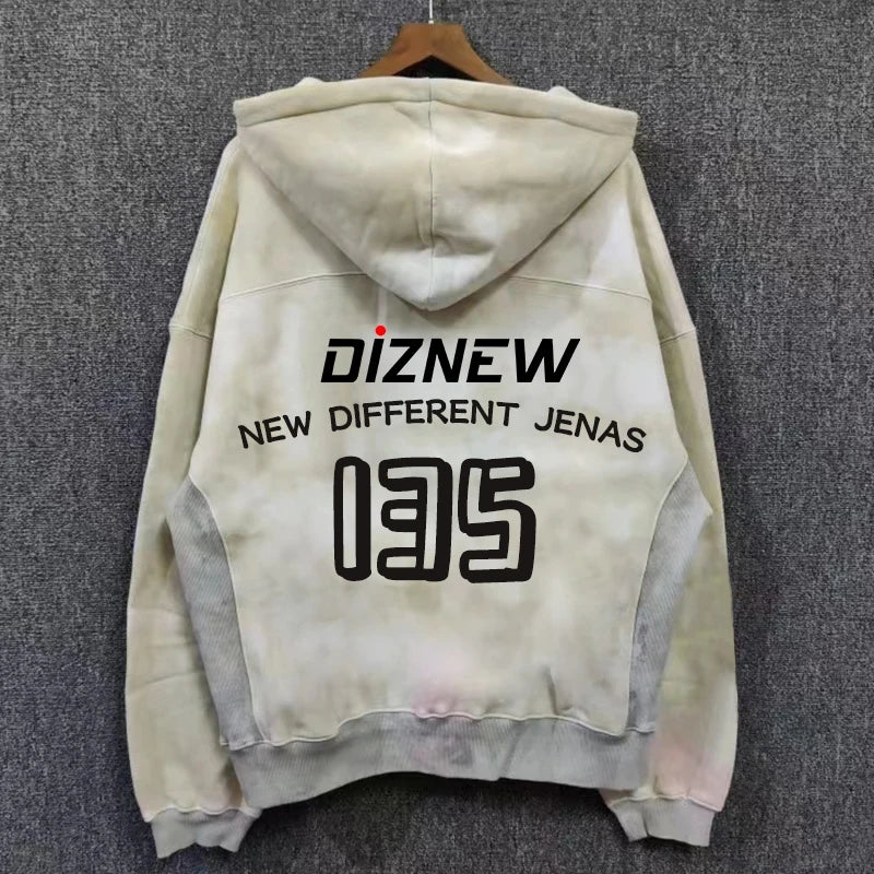 Custom High Quality Men's Hooded Washed Lined 100% Cotton Hoodie Colorful Print Tie Dye