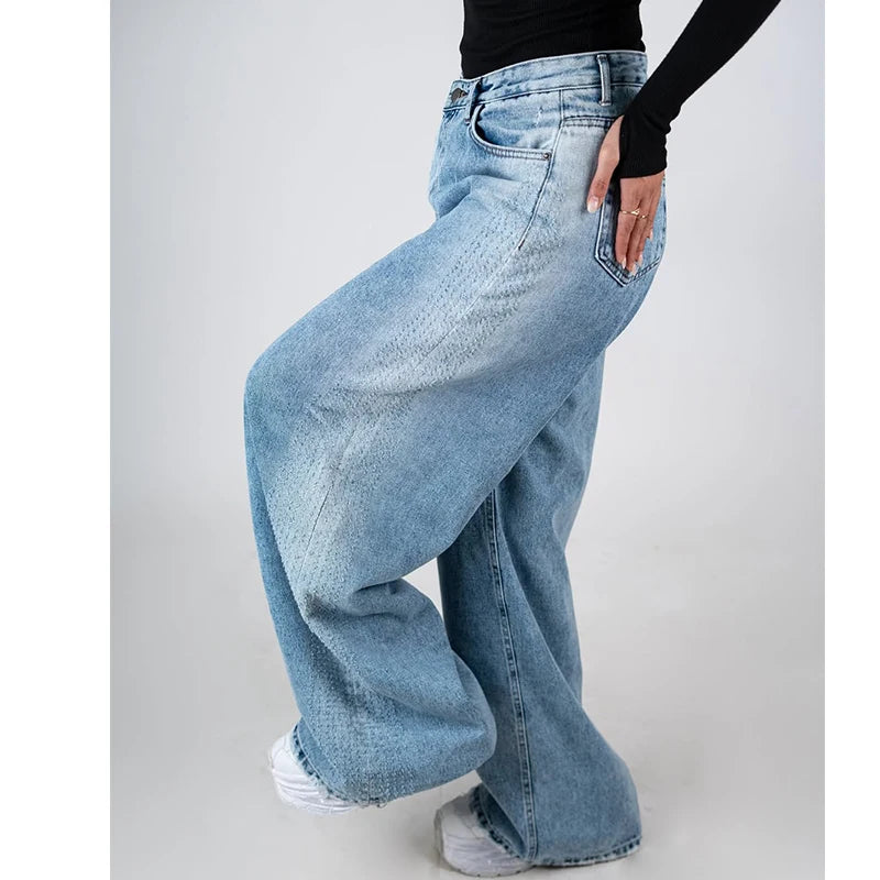 Custom Women's Eco-Friendly Mid Waist Light Wash Casual Loose Fit Denim Boyfriend Jeans