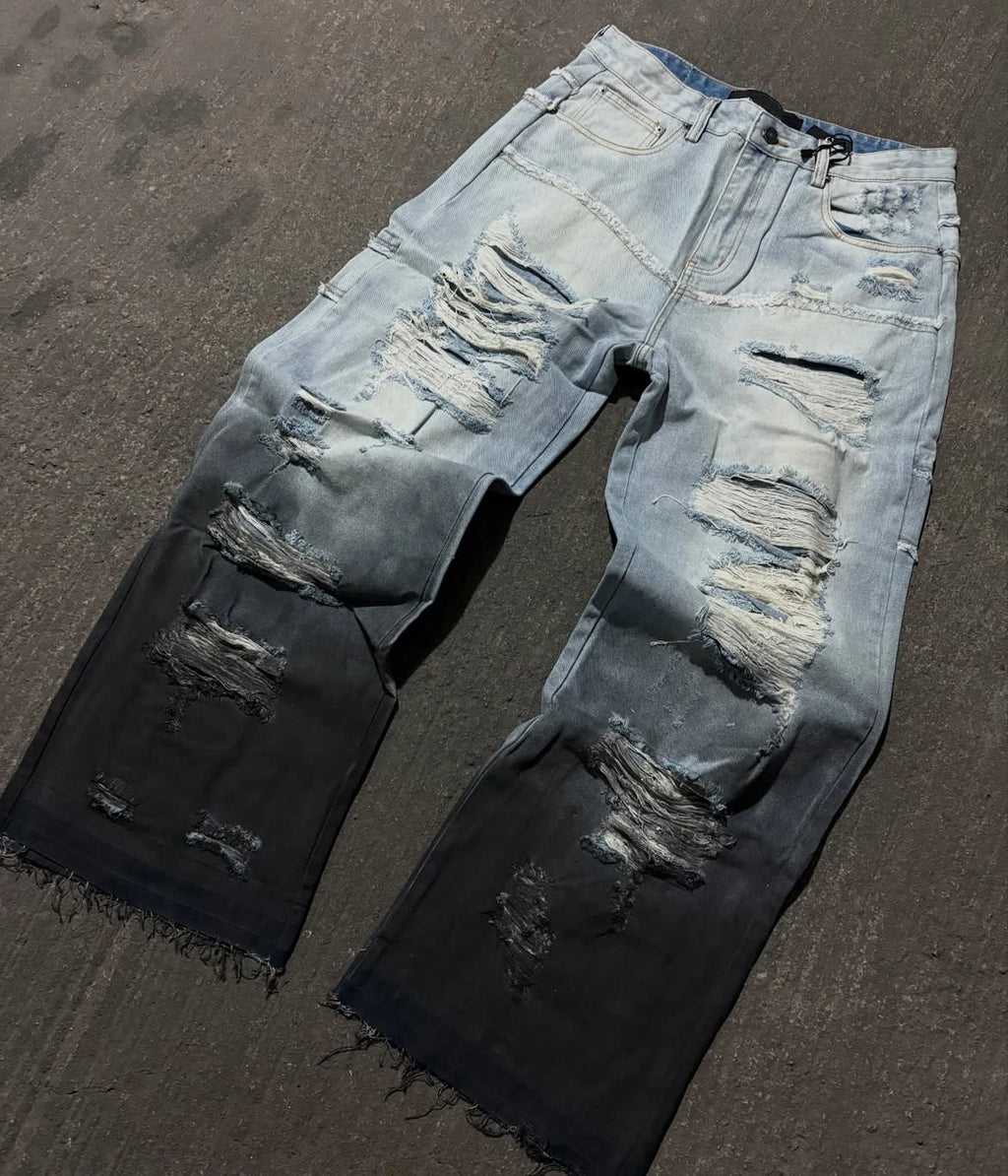 Custom Men Distressed Jeans Streetwear Ripped Denim Jeans for Men