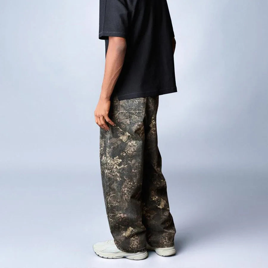 Custom Mens Camo Denim Pants for Men Camo Streetwear Trouser Printed Denim Jeans
