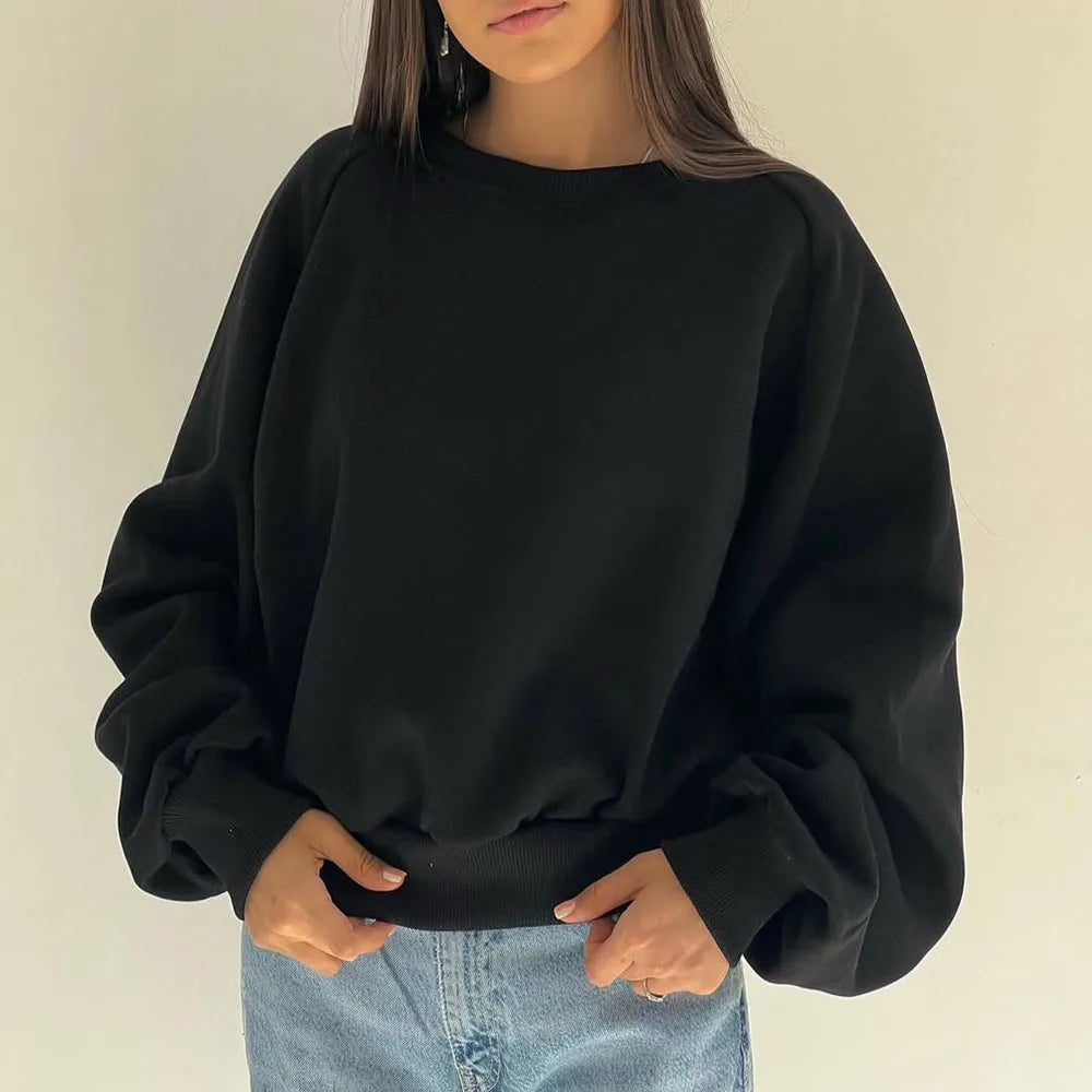 Custom Oversized Cropped Crewneck Sweatshirt Woman Plain Boxy Crop Top Sweatshirt