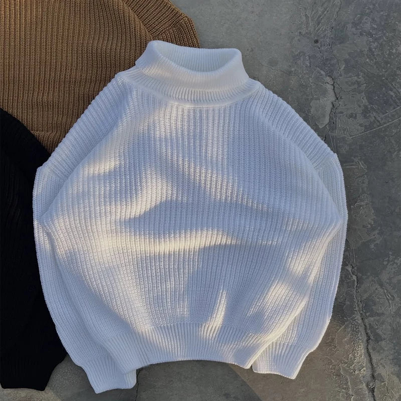 Custom Plain Knitted Sweater Unisex Turtleneck Sweater Men Winter Sweater for Men