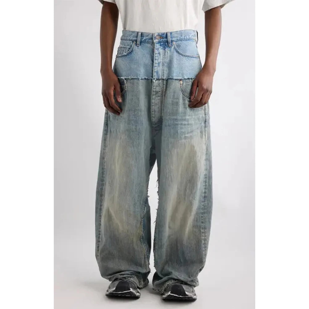 Custom Men's Baggy Jeans Pants for Men Layer Waist Denim Jeans Manufacturer