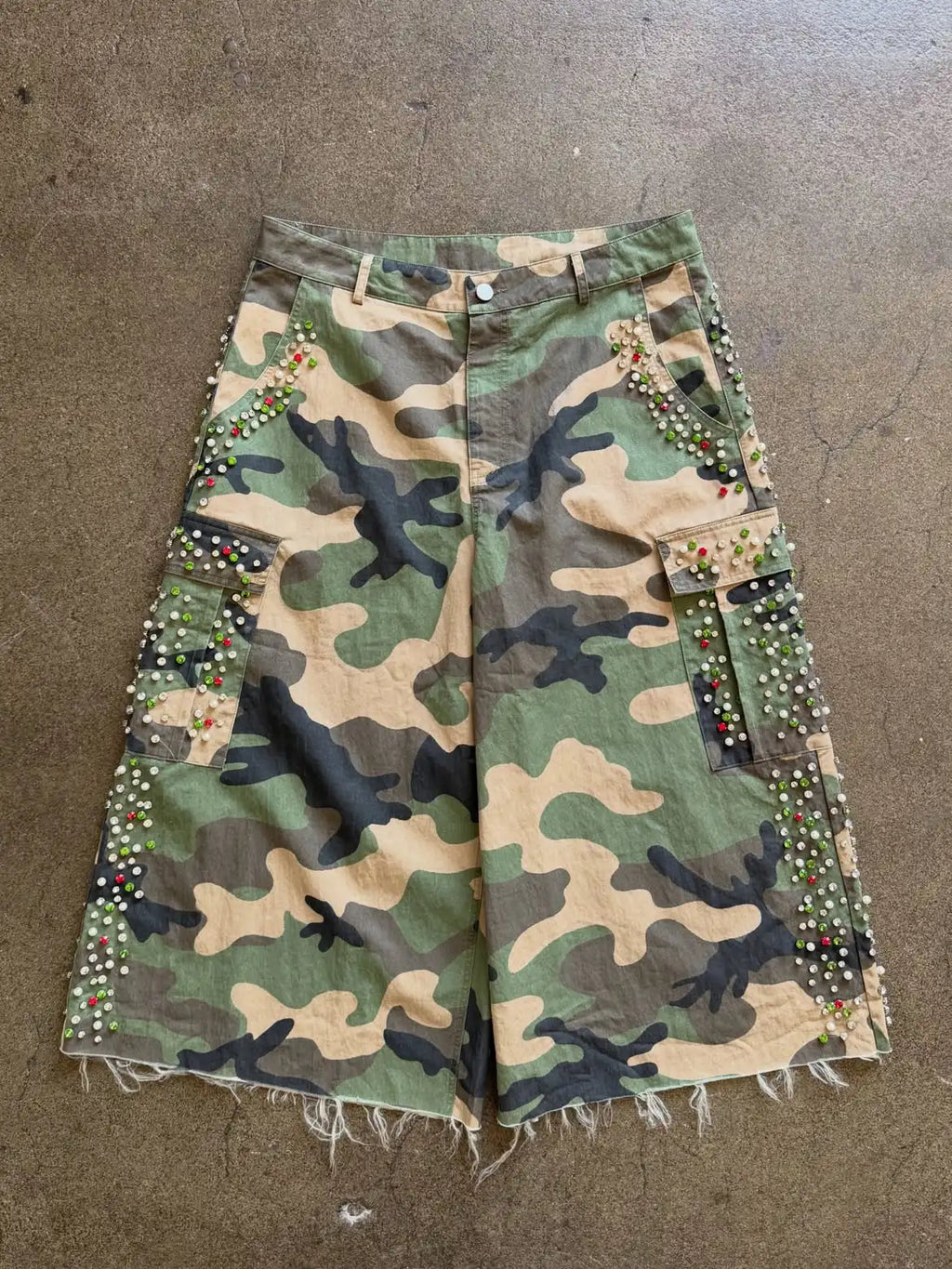 Custom Men's Summer Camo Long Baggy Shorts for Men Camouflage 3/4 Cargo Shorts