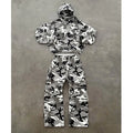 Custom Camo Printed Hooded Casual 400 Gsm Tracksuit Set for Men Oversized 2-Piece Sweat Suit Camouflage Sweatsuits