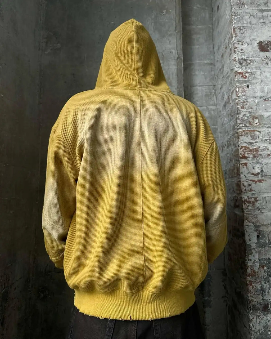 Custom Plus Size Waffle Knit Zip up Hoodie Men's Oversized Hoodie for Men Fade Zipper Hoodie