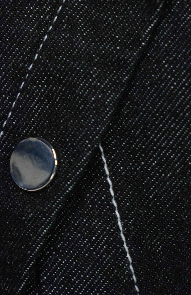 Custom Raw Denim Button Panel Flared Jeans for Men Stacked Flare Jeans