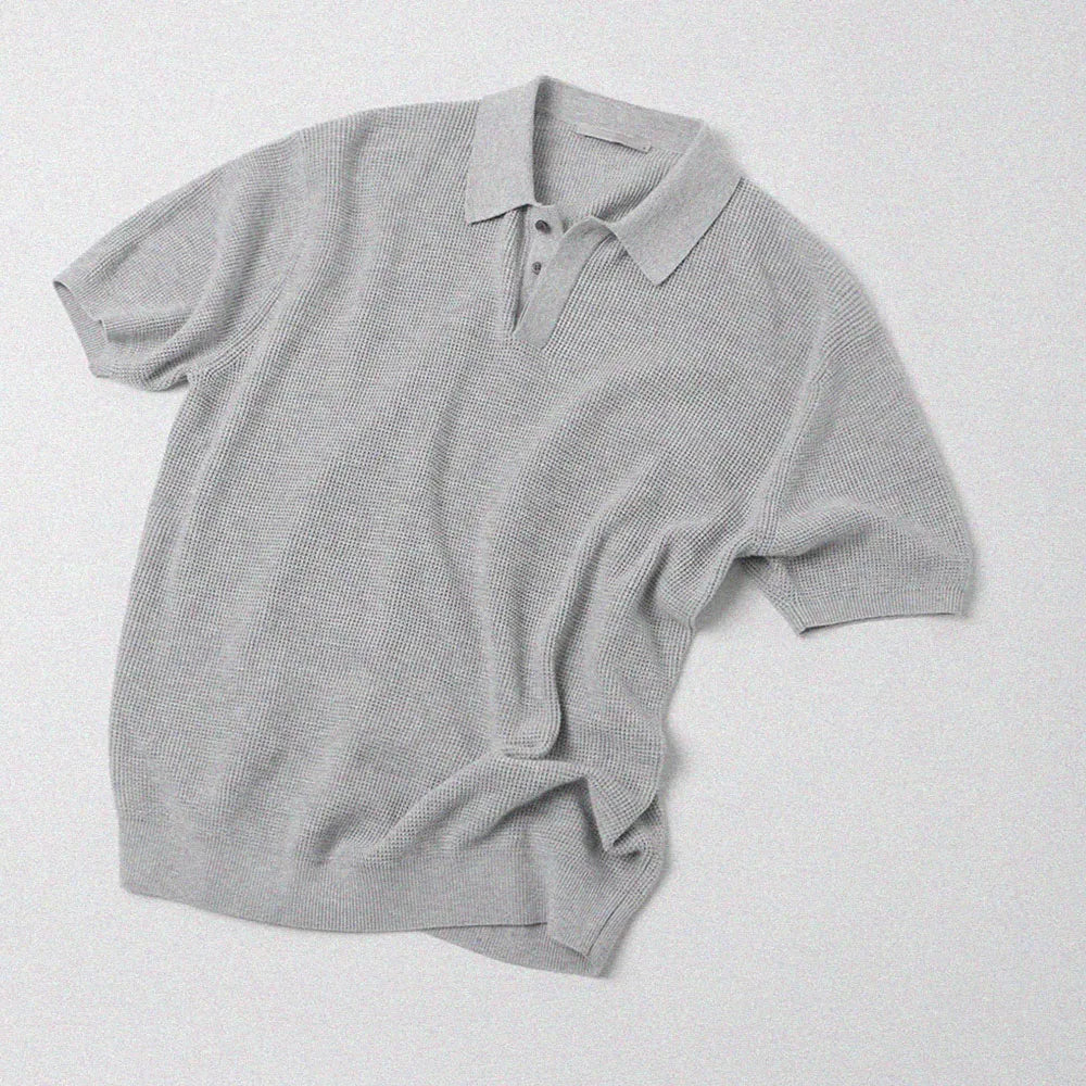 Custom Men's Casual Waffle Knit Polo Shirt for Men Plain Polo Shirts High Quality