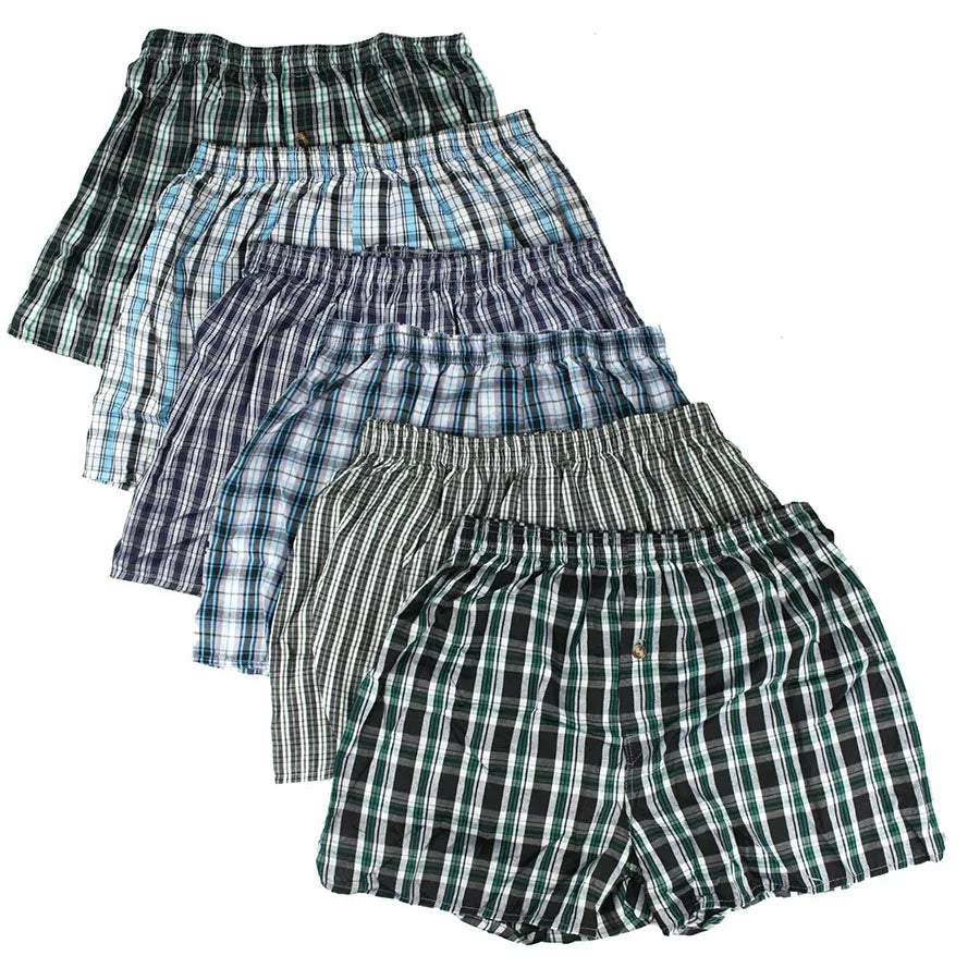 Wholesale Men's Checker Plaid Shorts Assorted Cotton Blend Boxers Trunks Underwear Boxer Shorts Men
