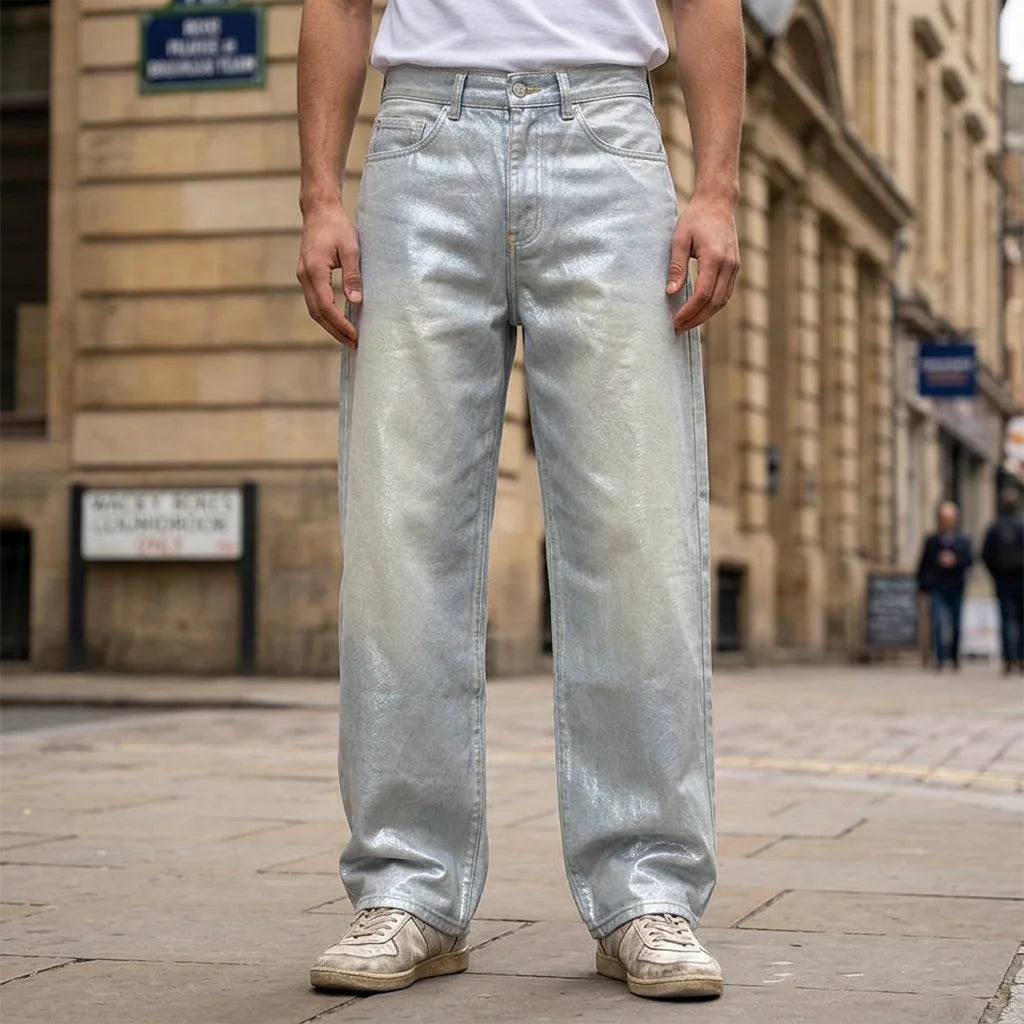 Custom Shiny Denim Jeans Men Vintage Straight Fit Jean Manufacturers