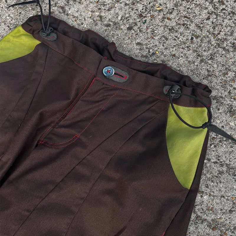 Custom Casual Lightweight Mid Waist Nylon Track Pants Baggy Men Loose Fit Drawstring Closure