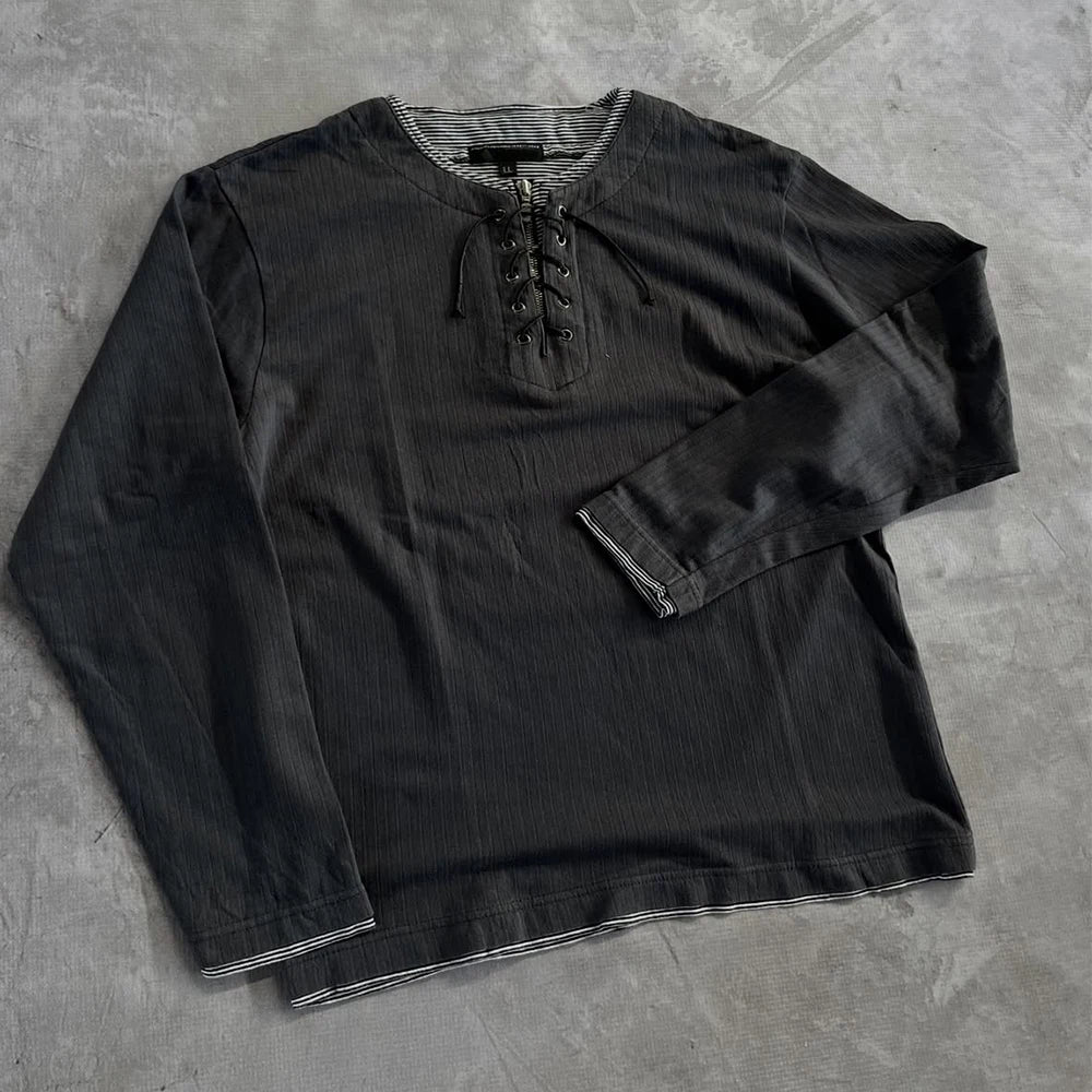 Custom Vintage Wash Henley Shirts for Men Long Sleeve Faded Henley T Shirt