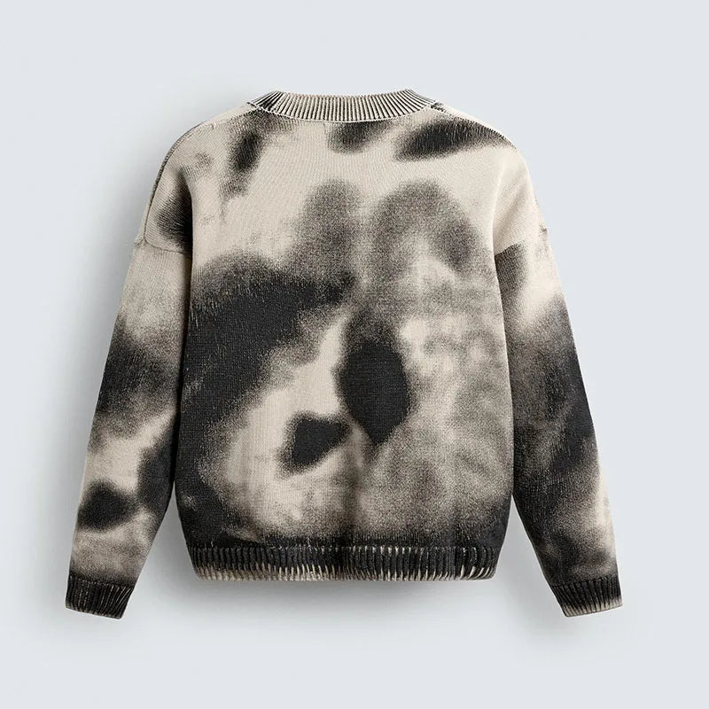 Custom Men's Winter Knitting Sweaters Acid Wash Crew Neck Sweater Male