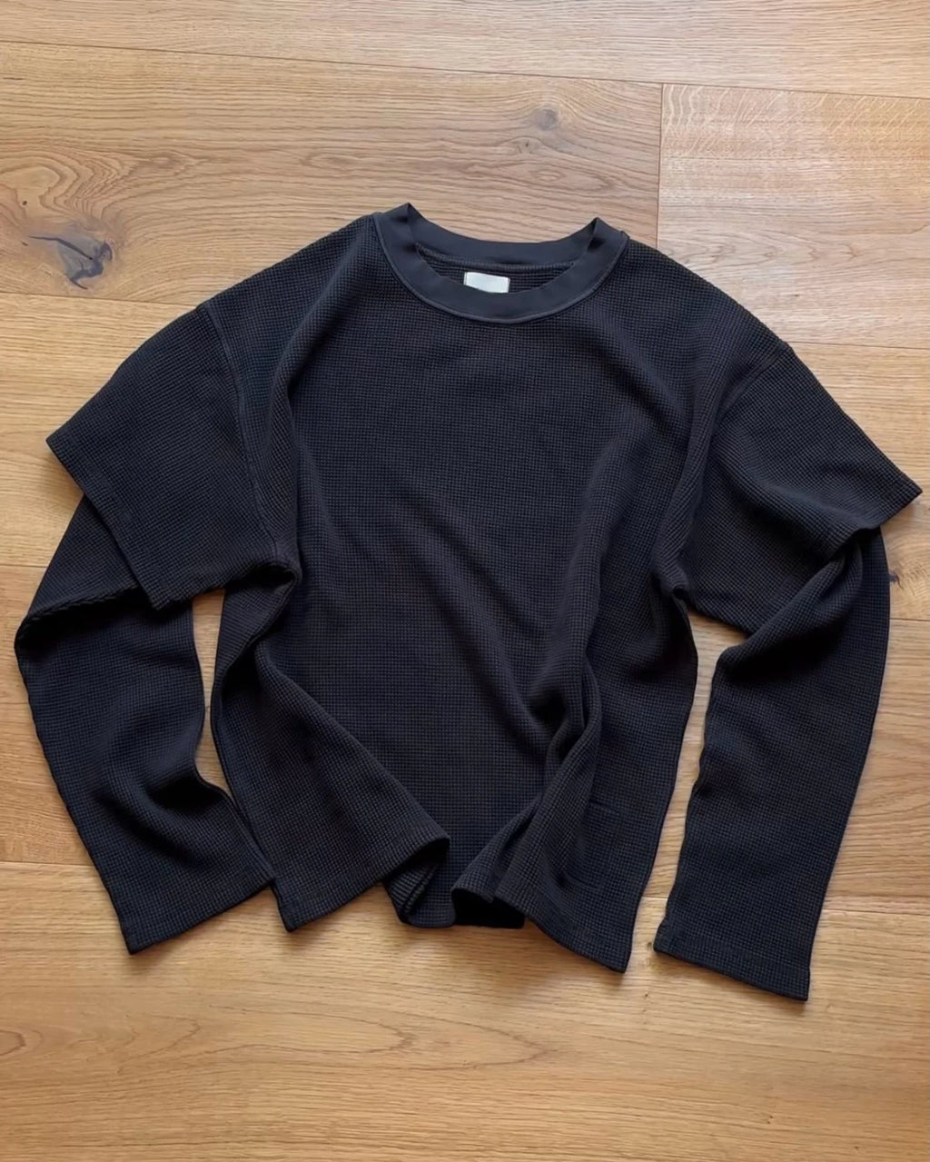 Custom Double Layer Long Sleeve t Shirt Men Waffle Knitted Tshirt for Men Clothing Manufacturers