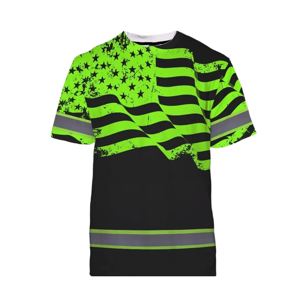 Maddly High Visibility Workwear Collection Custom Name for Workers Runners Truckers Patriotic US Flag Breathable Safety Gear