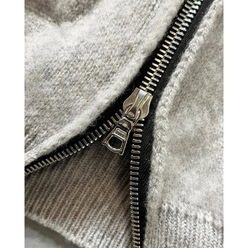 Custom Men Sweaters High Quality Blank Knit Zip up Sweater Chunky Knit Sweaters for Men