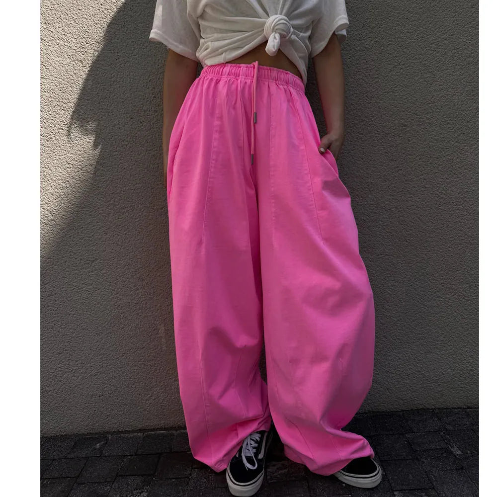 Custom Women's Wide-leg Pants Women Casual Pants Trouser Baggy Pink Pants for Women