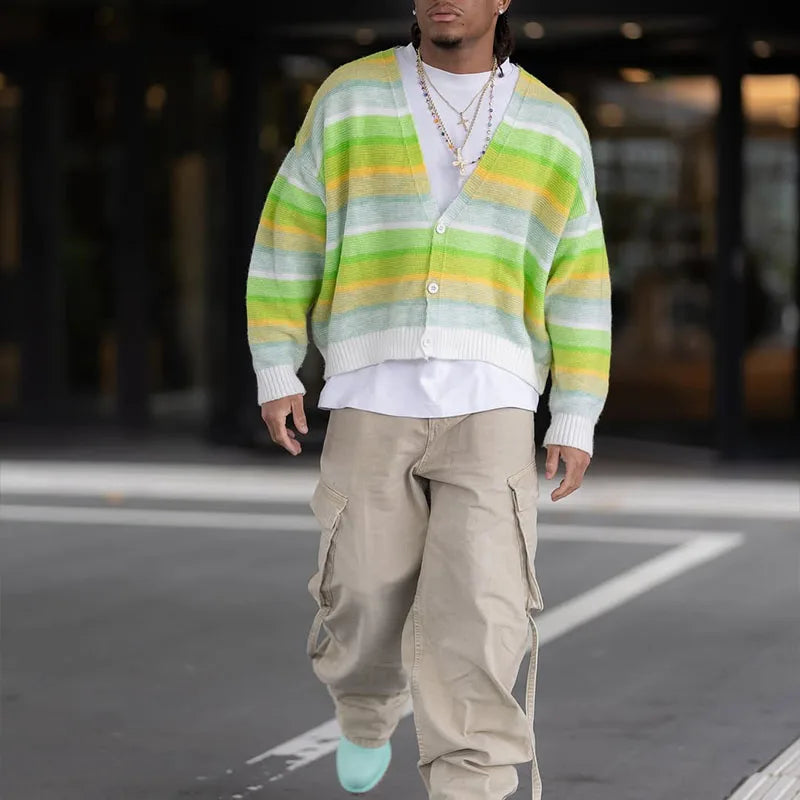 Custom Men's Cardigan Men Chunky Knit Cardigan Oversized Cropped Cardigans