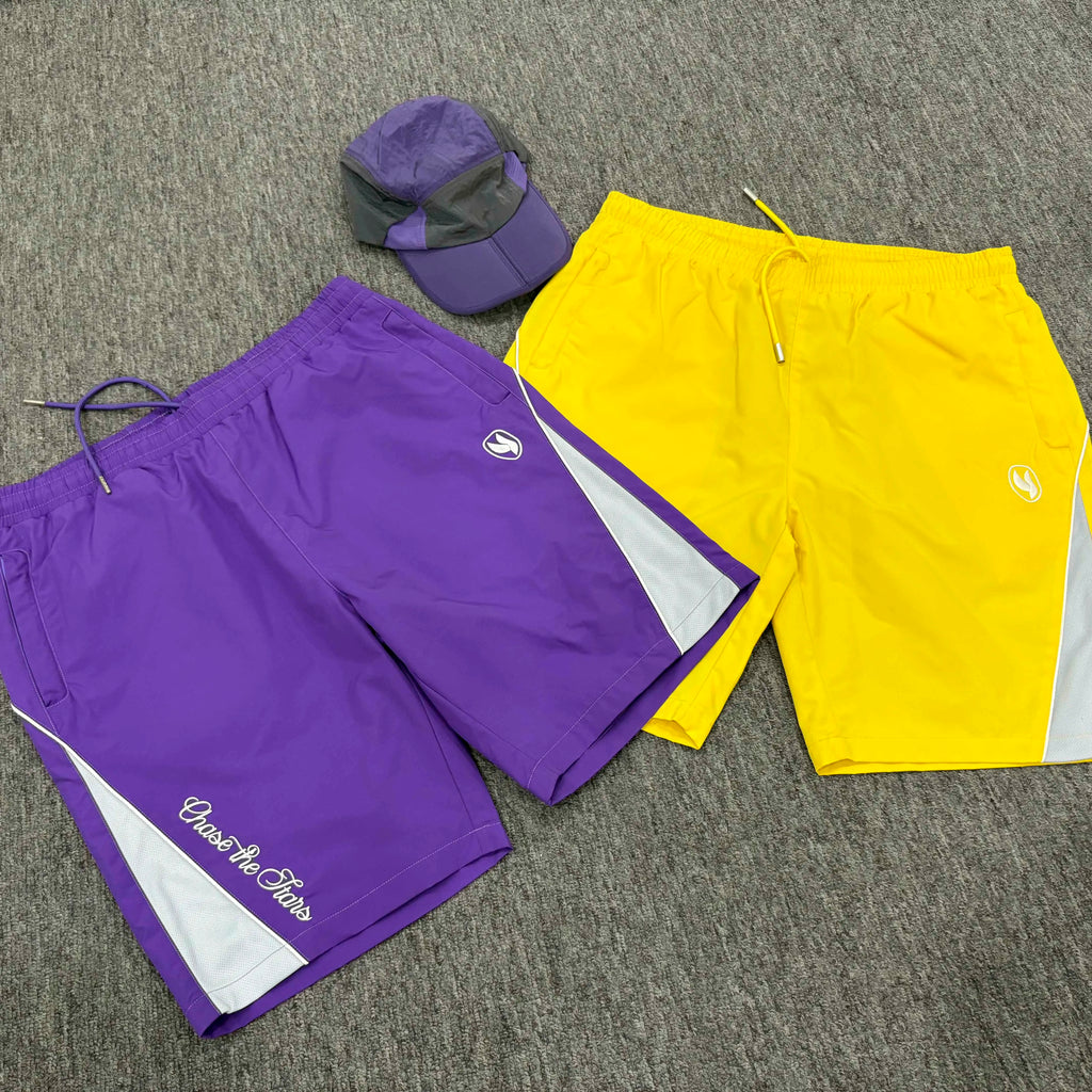 Summer Two Tone Patchwork Custom Embroidery Nylon Shorts for Men With Pocket