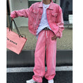 Custom Men's Casual Denim Jeans Set Two Piece Washed Denim Jacket Breathable Quick Dry Light Wash Vintage Style