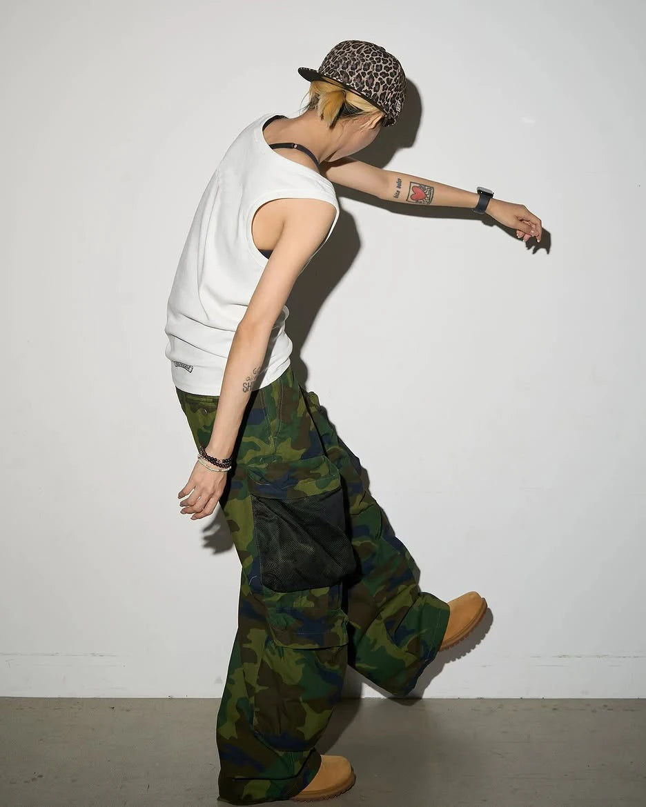 Custom Baggy Layered Double Pockets Cargo Pants Camouflage Trouser for Men Camo Pants