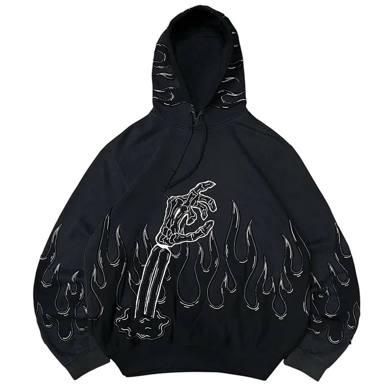 Custom Embroidered Winter Casual Hoodie for Men with Skulls Pattern and Your Own Logo