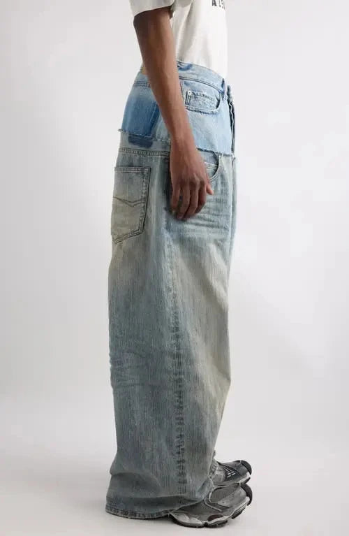 Custom Men's Baggy Jeans Pants for Men Layer Waist Denim Jeans Manufacturer