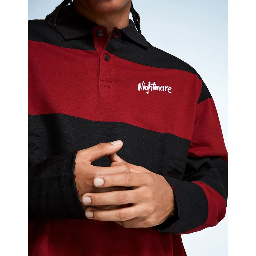 Custom Long Sleeve Embroidered Polo Shirt Men's Full Sleeve Polo Shirts with Stripes Cotton Boxy Polo Shirt