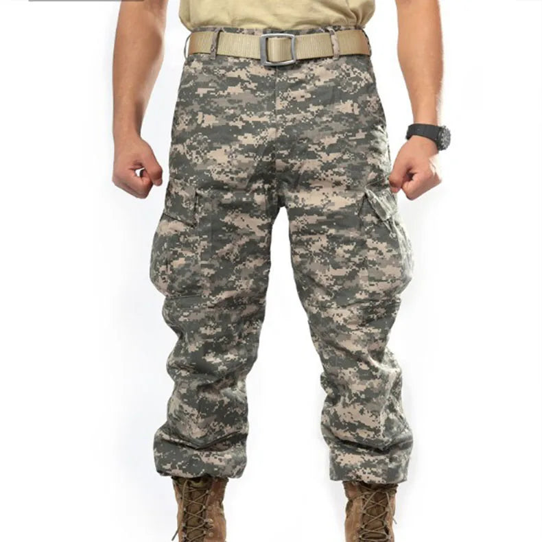 Custom Outdoor Canvas Hiking Pants Waterproof Camouflage Hunting Tactical Pants for Men Camo Cargo Pants Trouser