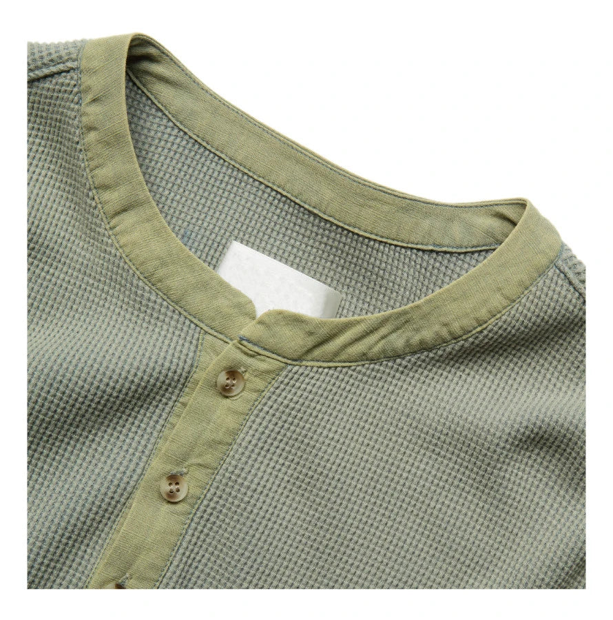 Custom Men's Casual Men Waffle Knit T-shirt Boxy Fit Cotton Henley T-shirt for Men Long Sleeve t Shirt