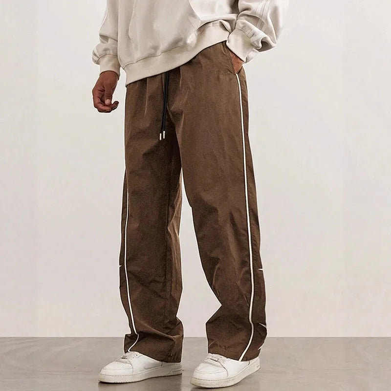 Custom Elastic Mid Rise Lightweight Loose Nylon Jogger Pants Men Casual Polyester Track Pants